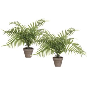 Mica Decorations Areca Palm kunstplant - set van 2x - groen - H53 x D45 cm