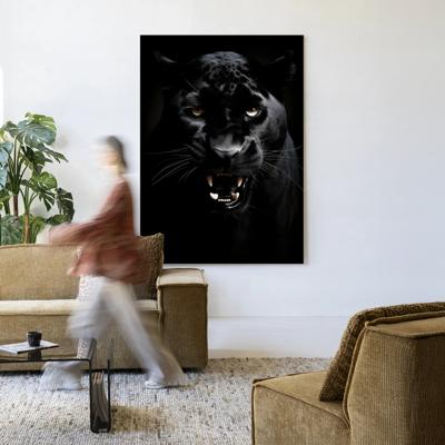 Urban Cotton Wandkleed 'Rawr Panther' 110 x 145cm in Frame - black