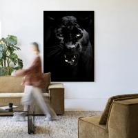 Urban Cotton Wandkleed 'Rawr Panther' 110 x 145cm in Frame - black