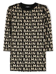 Balmain Kids robe en coton à logo imprimé - Noir