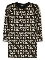 Balmain Kids robe en coton à logo imprimé - Noir - thumbnail