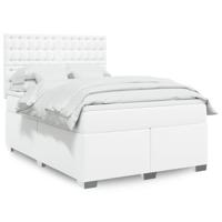 Boxspring met matras kunstleer wit 140x200 cm