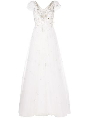 Jenny Packham robe longue en tulle à sequins - Tons neutres