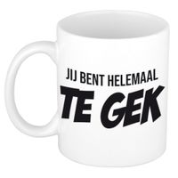 Jij bent helemaal te gek mok / beker wit cadeau collega 300 ml