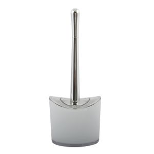 MSV Toiletborstel in houder/wc-borstel Aveiro - PS kunststof/rvs - wit/zilver - 37 x 14 cm   -