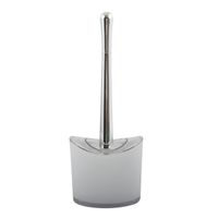 MSV Toiletborstel in houder/wc-borstel Aveiro - PS kunststof/rvs - wit/zilver - 37 x 14 cm   - - thumbnail