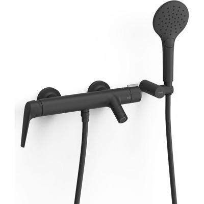 Badkraan Tres Fuji | Opbouw | Mengkraan | hoh 15 cm | 2-hendels | Rond | Zwart