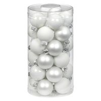 30x stuks kleine glazen kerstballen wit mix 4 cm - Kerstbal