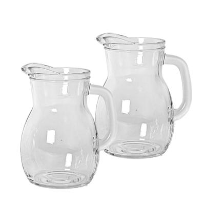Sapkan/waterkan karaf klein - 2x stuks - 500 ml - glas - schenkkannen - 12 x 10 x 14 cm