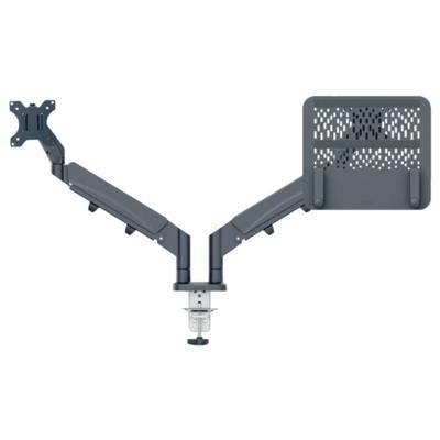 Leitz Monitor+Laptoparm Ergo Monitorbeugel 81,3 cm (32) Donkergrijs In hoogte verstelbaar, Kantelbaar en zwenkbaar, Draaibaar