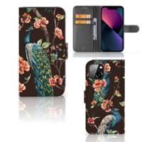 Apple iPhone 13 | Telefoonhoesje | Met pasjeshouder | Pauw met Bloemen