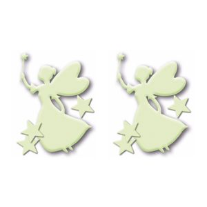 2x stuks glow in the dark stickers elfje met sterren 4x stuks