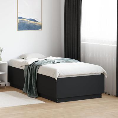 Bedframe met LED-verlichting bewerkt hout zwart 75x190 cm