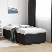 Bedframe met LED-verlichting bewerkt hout zwart 75x190 cm