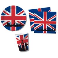 Groot Brittanni? tafelversiering - UK vlag - 20x personen - bekers - bordjes - servetten