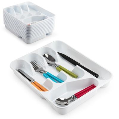 Plasticforte bestekbak - bestekhouders - 2x stuks - 5 vaks - wit - 27 x 34 x 5 cm - keuken