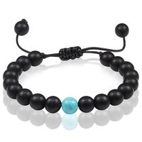 Memphis Kralen armband Zwart verstelbaar Matte Agaat Turkoois 8mm