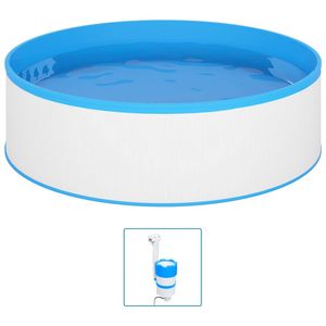 The Living Store Splasher Pool - Staal - 350 x 90 cm - Blauwe PVC-voering - Duurzaam en stevig - Oppervlakteskimmer en