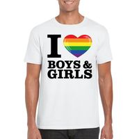 Wit I love boys &amp; girls bi regenboog t-shirt heren 2XL  -