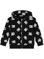 Dolce & Gabbana Kids hoodie zippé à logo DG - Noir