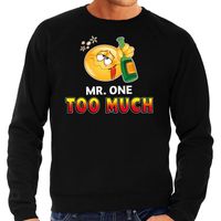 Funny emoticon sweater Mr. one too much zwart heren - thumbnail