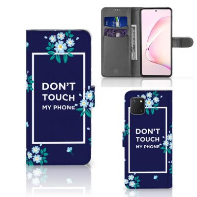 Samsung Note 10 Lite Portemonnee Hoesje Flowers Blue DTMP Samsung Note 10 Lite Portemonnee Hoesje Flowers Blue DTMP