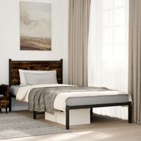 Bedframe zonder matras metaal gerookt eikenkleurig 107x203 cm