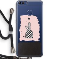 Zwart-wit cactus: Huawei P Smart (2018) Transparant Hoesje met koord