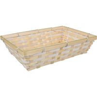 Broodmand rechthoekig - gevlochten bamboe hout - 34 x 24 x 8 cm - naturel/blank   -