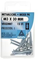 M.schroef moer pk m3x30mm 15st - Deltafix