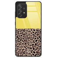 Samsung Galaxy A72 glazen hardcase - Luipaard geel