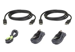 ATEN KVM Aansluitkabel [1x DisplayPort stekker, USB-A 2.0 stekker, Jackplug male 3,5 mm - 1x USB 2.0 bus B, Jackplug male 3,5 mm, DisplayPort stekker] 3.00 m