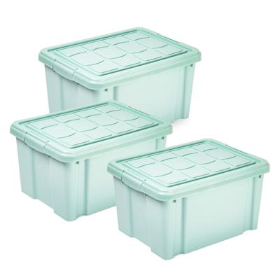 Multi Storage Opslagbox met deksel - 3x - mintgroen - 16 liter - 40 x 30 x 21 cm - kunststof