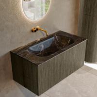 Badmeubel Mondiaz Kurve-Dlux | 90 cm cm | Meubelkleur Shadow | Wastafelkleur Lava | Solid surface | Wasbak midden spoelbak | Zonder kraangat(en)