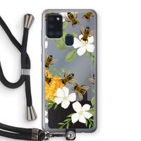 No flowers without bees: Samsung Galaxy A21s Transparant Hoesje met koord