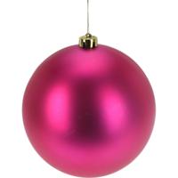 Grote decoratie kerstbal - fuchsia roze - 18 cm - kunststof - mat - kerstversiering