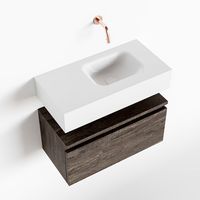 Toiletmeubel Mondiaz Andor | 60 cm | Meubelkleur Dark brown | Lex vrijhangend wastafel Talc Rechts | Zonder kraangat