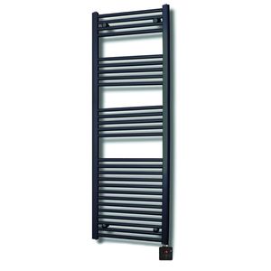 Elektrische Design Radiator Sanicare Plug & Play 172x45 cm Mat Zwart 596 Watt Met Chroom Thermostaat En Bluetooth Links