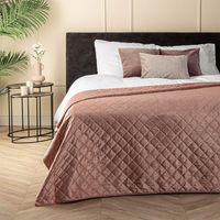 Bedsprei Velvet Ruit - Roze - 180x260 cm van Fresh and Co materiaal: Microvezel - Dekbed-Discounter.nl