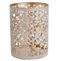 Cosy & Trendy kaarsenhouder Waxinelichtjes - wit goud - antiek look sfeer - H13 cm Cosy & Trendy kaarsenhouder Waxinelichtjes - wit goud - antiek look sfeer - H13 cm