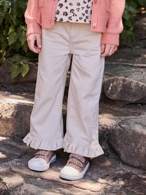 Wijde broek met ruches voor meisjes ecru Wijde broek met ruches voor meisjes ecru