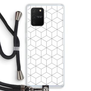 Zwart-witte kubussen: Samsung Galaxy S10 Lite Transparant Hoesje met koord