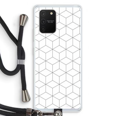 Zwart-witte kubussen: Samsung Galaxy S10 Lite Transparant Hoesje met koord