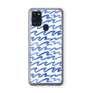Blauwe golven: Samsung Galaxy A21s Transparant Hoesje