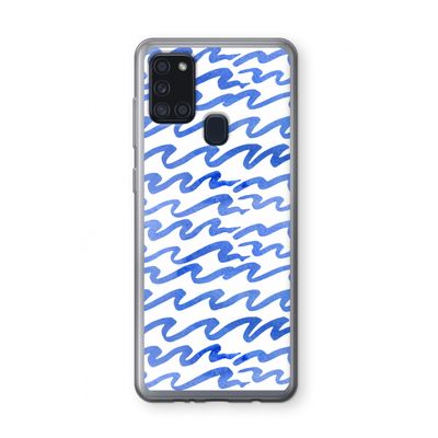 Blauwe golven: Samsung Galaxy A21s Transparant Hoesje