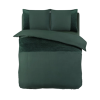 Dekbedovertrek Velvet Band - Lits-Jumeaux (240x220 Cm) - Groen Microvezel - Effen - Sleeptime - Dekbed-Discounter.nl
