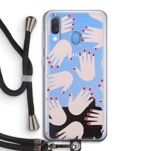 Hands pink: Samsung Galaxy A40 Transparant Hoesje met koord