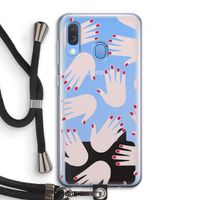 Hands pink: Samsung Galaxy A40 Transparant Hoesje met koord