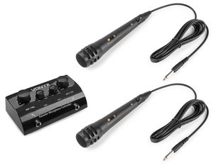 Vonyx AV430B karaoke set met 2x karaoke microfoon en mixer - Zwart