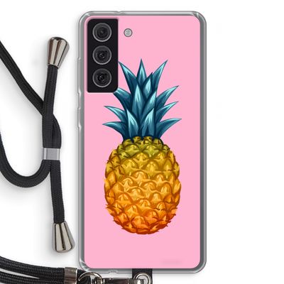 Grote ananas: Samsung Galaxy S21 FE Transparant Hoesje met koord